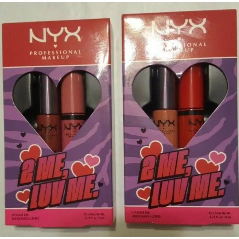 LOT of 2 NYX Makeup Lip Gloss Duo Luv Me Butter Gloss Sorbae Marshmallow Candy